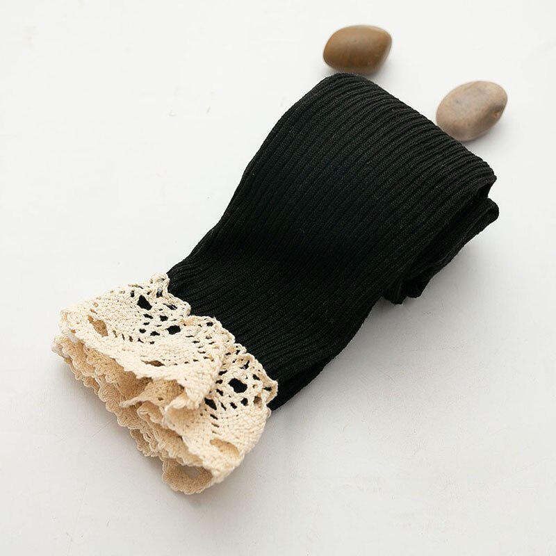 Autumn Winter Kids Girls Knitted Leggings Children Lace Design Legging