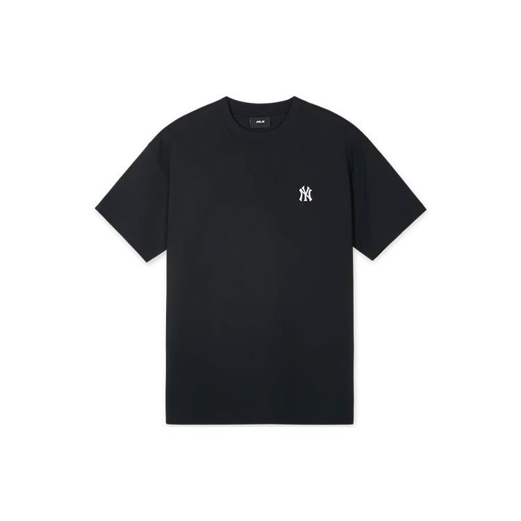 MLB New York Yankees Letter Print Logo Loose Casual Crew Neck Short Sleeve Drop Shoulder T-Shirt Women Tops Black 3FTSB0543-50BKS