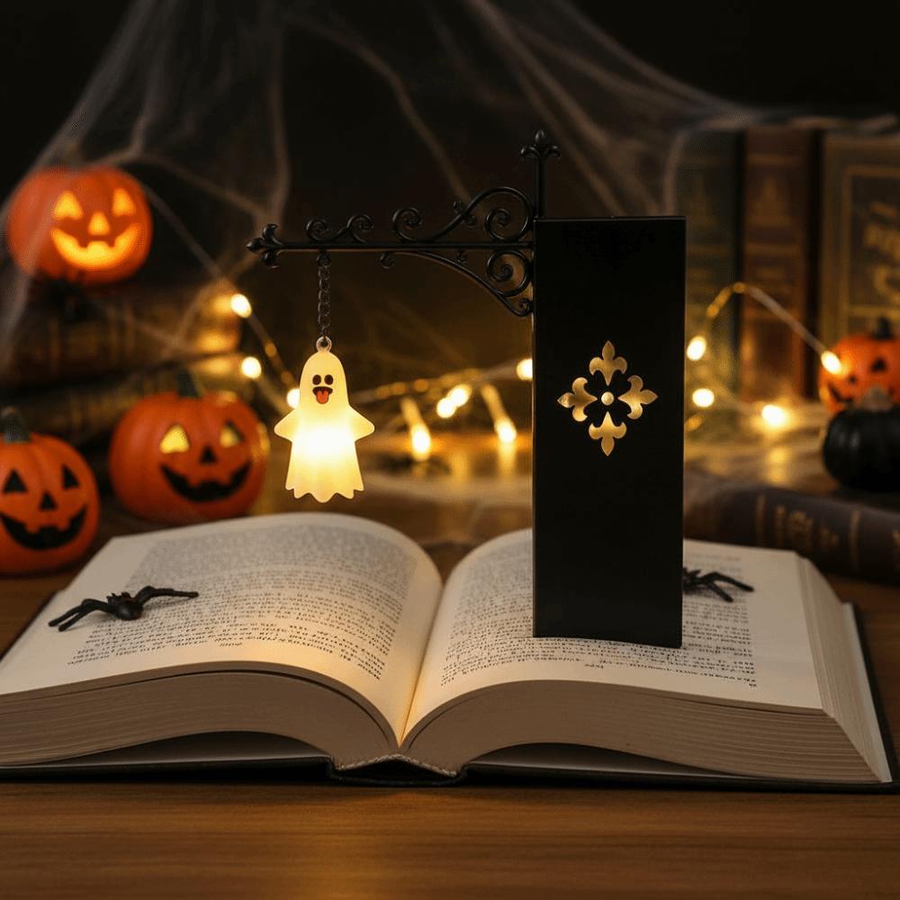 Wrought Iron Street Lamp Bookends Button Cell Battery Powered Bookmark Light Study Room