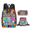 Mode Neuheit 67 sechs sieben 3D-Druck 3 Stück/Set Pupille Schultaschen Laptop Tagesrucksack Rucksack Schräg schultertasche Federmäppchen