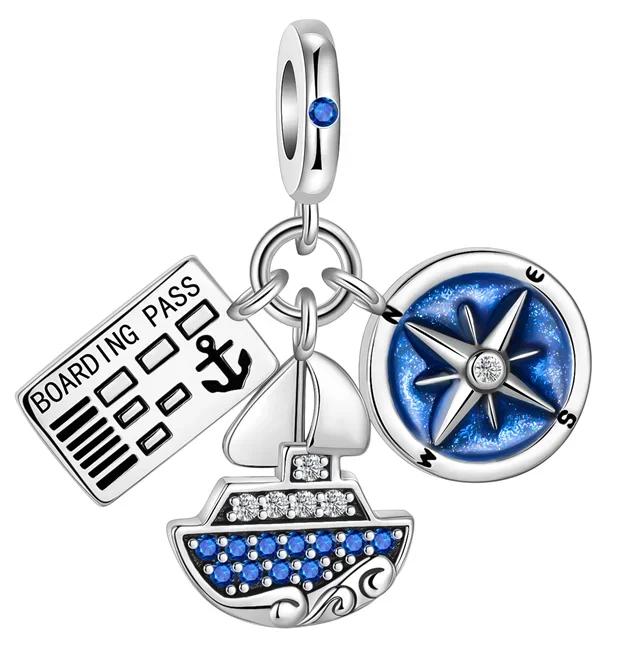 Fashion Airplane Travel Earth Charms Copper Planet Astronaut Earrings Beads Fit Original Bracelets Fine Diy Jewelry