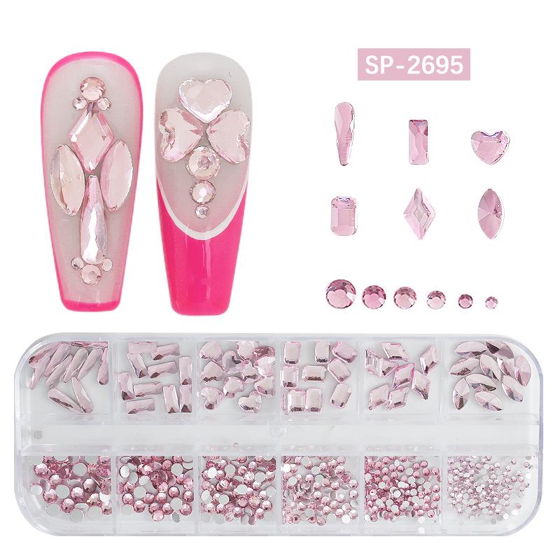 12-Grid Irregular Transparent AB Glass Diamonds for Nail Art