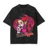 American Anime Hazbin Hotel Graphic T-shirt Washed Oversized Y2k Men Women Short Sleeve Casual Cotton Tee Crew Neck Clothing Female Male Tee Shirts