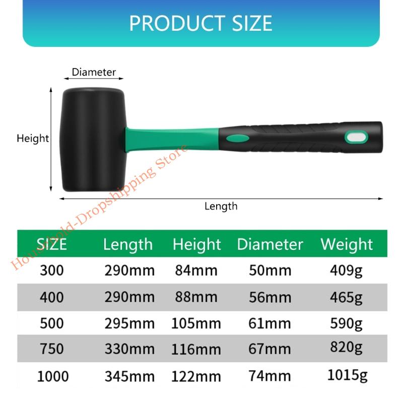 Industrial Rubber Hammer Mallets For Tile Installation Elasticity Shock Absorption Ergonomic Handle Construction Tool 85AD