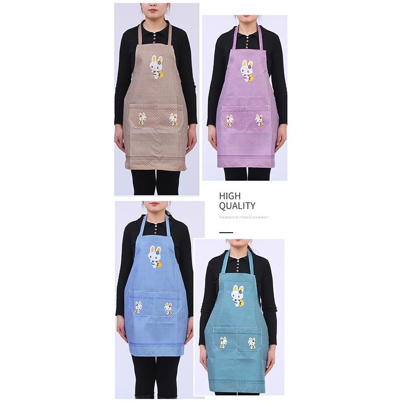 Cute Little Rabbit Print Apron With Waterproof Fabric And Front Pocket Perfect For Home Kitchen Cooking Baking