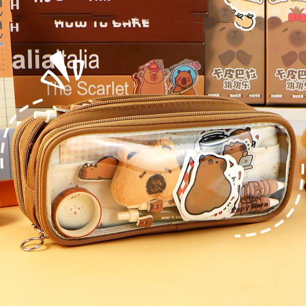 

Многофункциональный пенал с изображением капибары, большой емкости, чехол для ручки с героями мультфильмов, детский