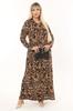 Women's Big Size Dress Plus Size Leopard Pattern Long Sleeve Viscose Hijab Dress