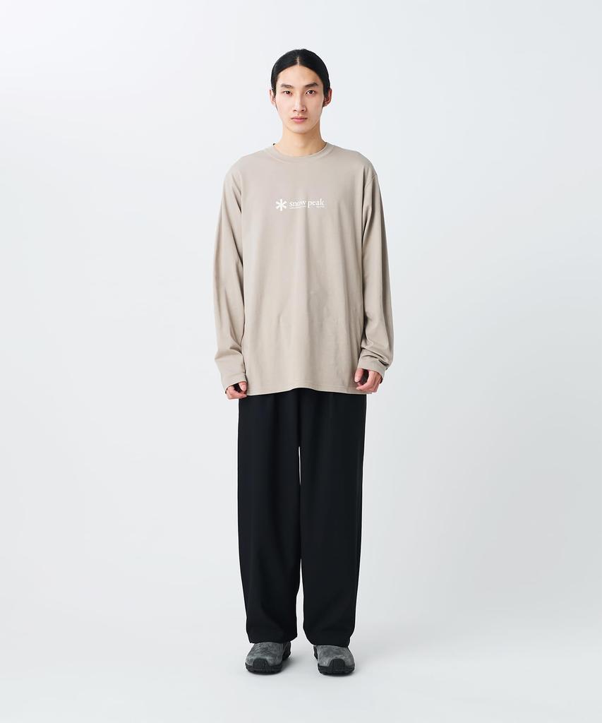 Soft Cotton Logo Long Sleeve for Men and GREIGE M [Snow Peak] T-Shirt SW-25SU401 Long-sleeved T-shirt Women,