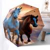 Horses Sky Automatic Folding umbrella Compact 8 rib Design, Unique Style, Suitable for Everyday Outdoor Use, Perfect Gift for Friends and Fa