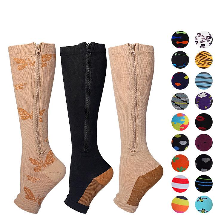 Women's Open-Toe Compression Zipper Socks for Leg Shaping & Sports
