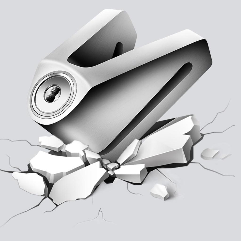 Zámek kotoučové brzdy stříbrný poplachový na motocyklu, těžký s červeným klíčem na upomínkové lanko, zámek na motocykl proti krádeži, bezpečnostní zámek disku vhodný pro