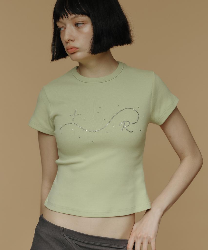 Lomaentinueo Signature R Wave Crop Cotton T-Shirt (Light Green)