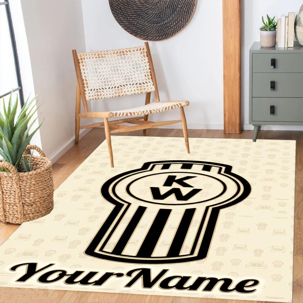 Kw Heavy Trucks Customizable Name Floor Mat Perfect for Hallway Bedrooms Outdoor Entryway Anti-slip Rug Decorate Offices