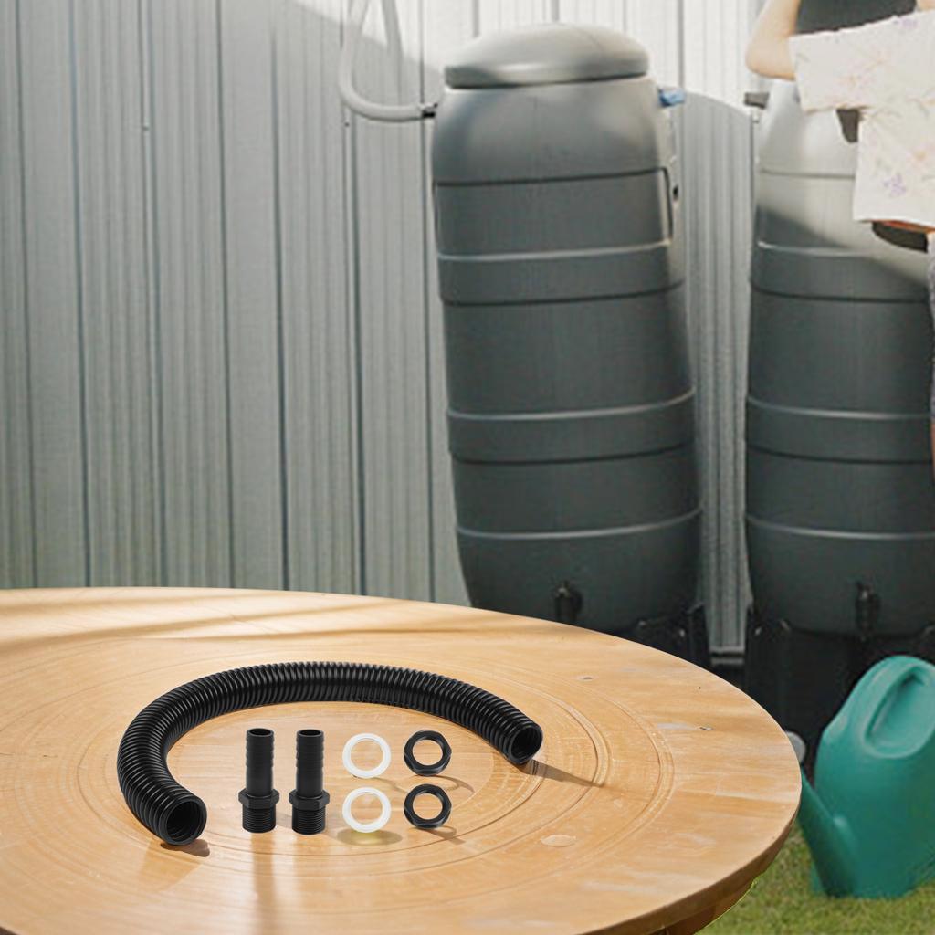 Rainwater Harvesting Connector Kit for Dual Water Butt Setup with 3/4 Thread 50cm Pipe and All Required Fittings