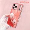 2DFlat electroplated tempered glass phone case,Cute Bunny Duo Design,suitable for iPhone 18 Pro Max 17 16 15 14 13 12 11