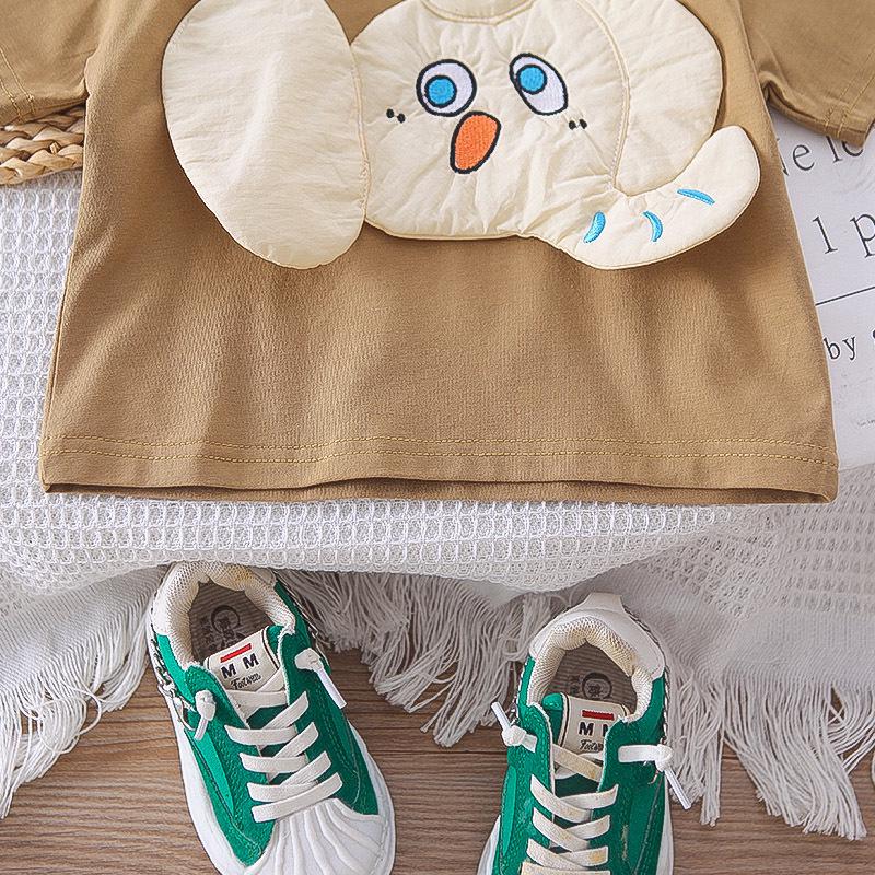 Summer Cartoon T-Shirt & Shorts Set for Infants and Toddlers - Boys' Cute Round Neck Outfit