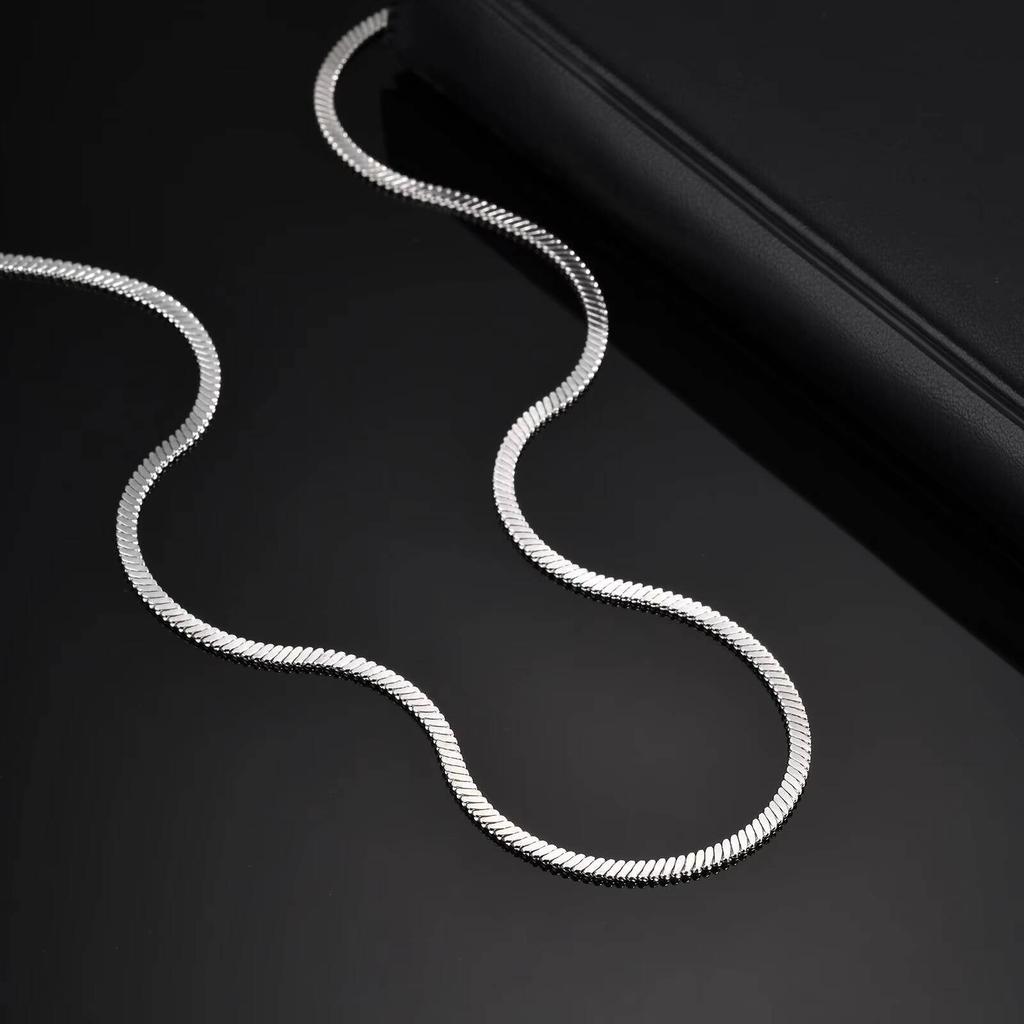 Vnox Width 3mm Flat Snake Silver Color Necklace for Men, Stainless Steel Vintage Blade Chain Collar, Hiphop Casual Jewelry Gifts