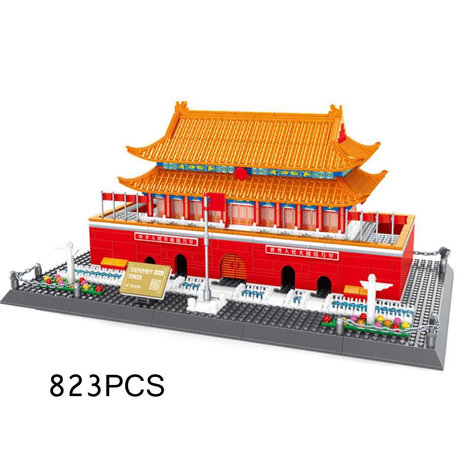 World Famous Historical Architecture Tiananmen Micro Diamond Block China Beijing Tianan Men Model Brick Nanobrick Toy Collection