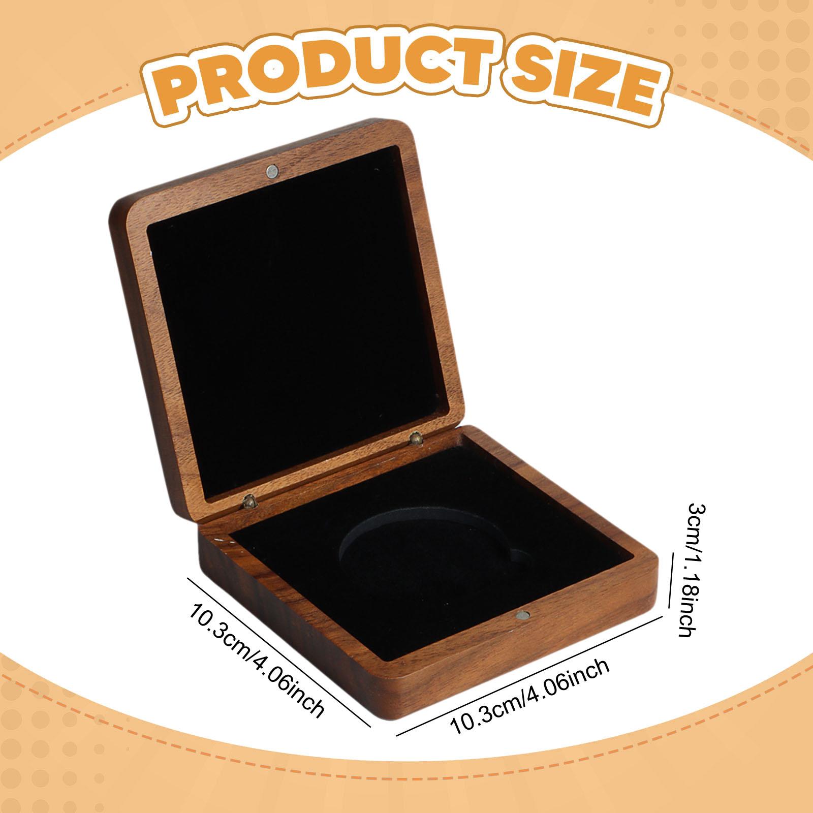 Single Coin Display Case Wood Walnut 40mm Challenge Coin Storage Presentation Box for Commemorative Coins Medals