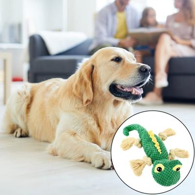 Pet Toy Knitted Cartoon Lizard Shape Bite-resistant Indestructible Stress Relief Sound Making Squeaky Relieve Boredom Soft Elastic Teeth Grinding Dog