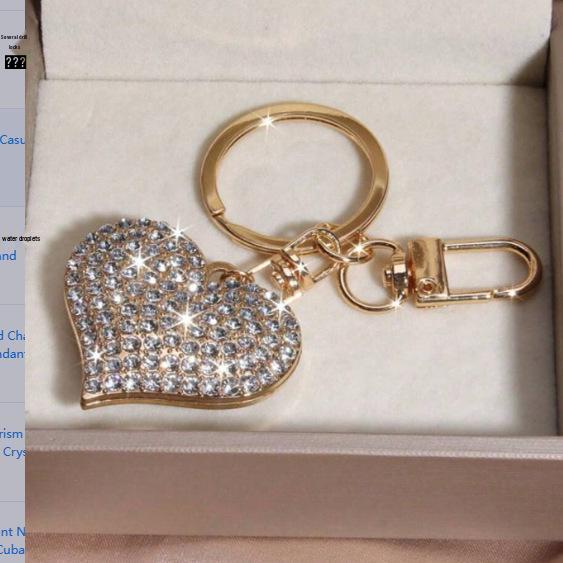 Chic European & American Rhinestone Heart Keychain Pendant