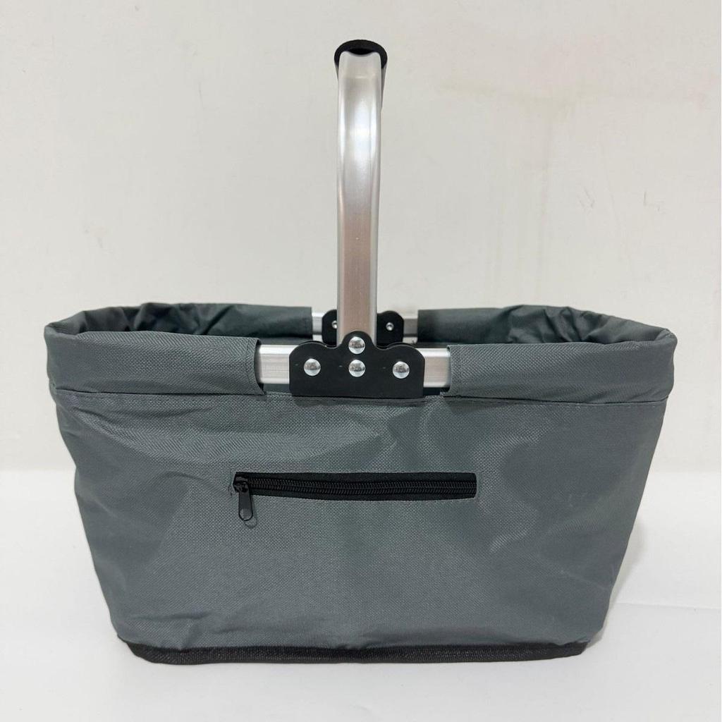 Portable Folding Picnic Basket with Multicolor Metal Handle - Large Capacity for Shopping and Outdoor Use