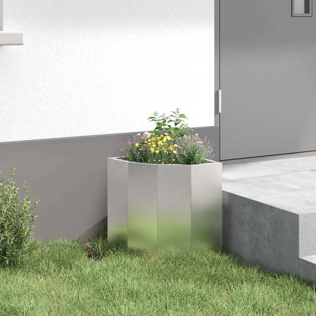 Corner Planter Silver 30 X 30 X 35 Cm Stainless Steel