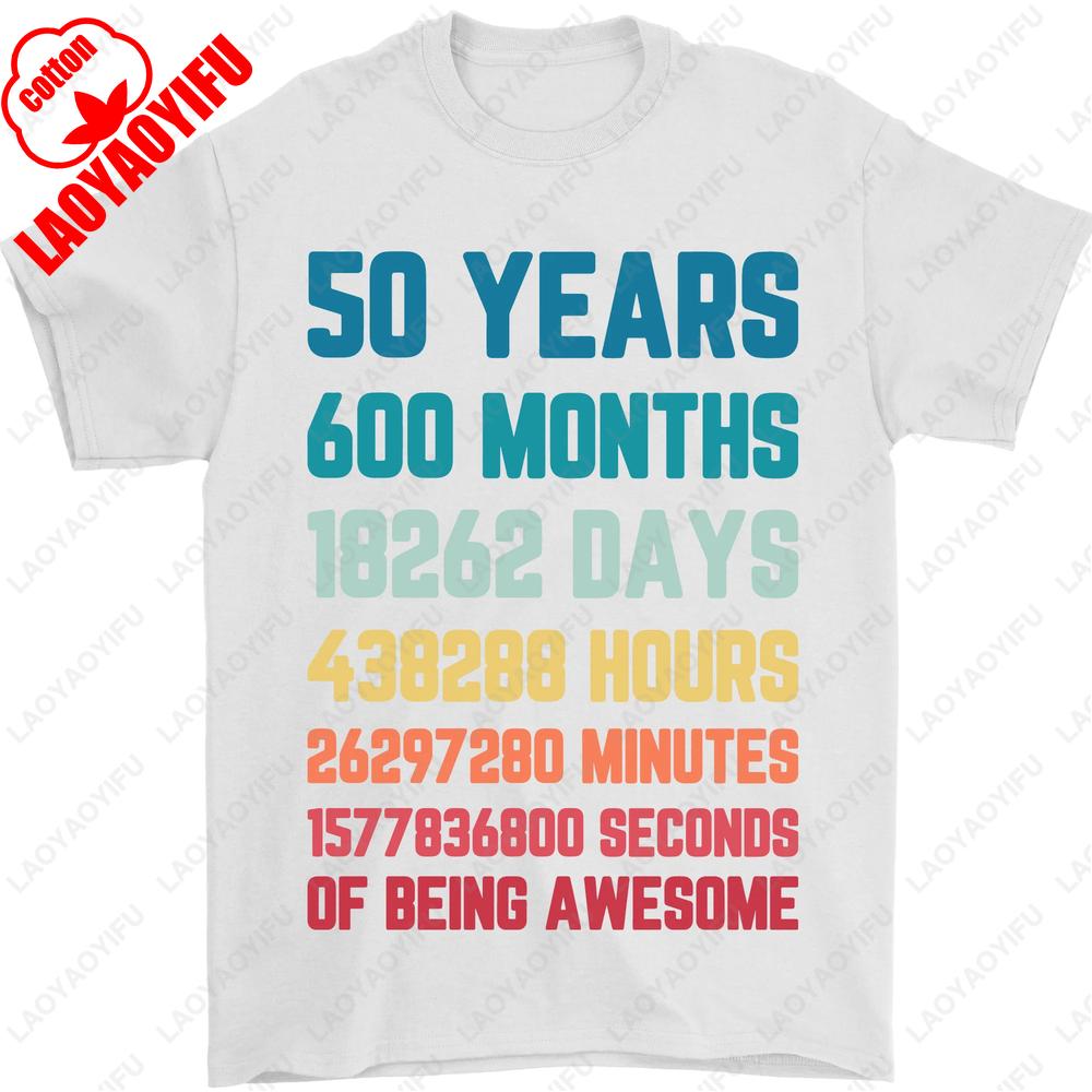 Vintage 1975 Original Mens 50th Birthday TShirt  50 Years of Legacy Cotton Retro Gift Oneck Male Unisex Adult Style Tops