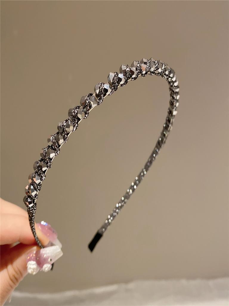 Korean Crystal Bezel Headwear Women Headband Girls Vintage Hair Bands Wide Hairband Hoop for Wedding Party Hair Accessories
