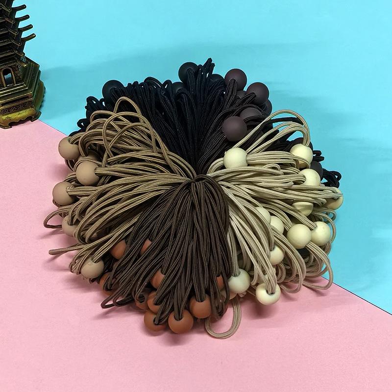 High Elastic Korean Style Hair Ties with Round Beads - Durable, Thickened Rubber Band Hair Accessories for Women