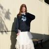 Sancai 2026 Spring Vintage Flower Towel Embroidery Sweatshirt