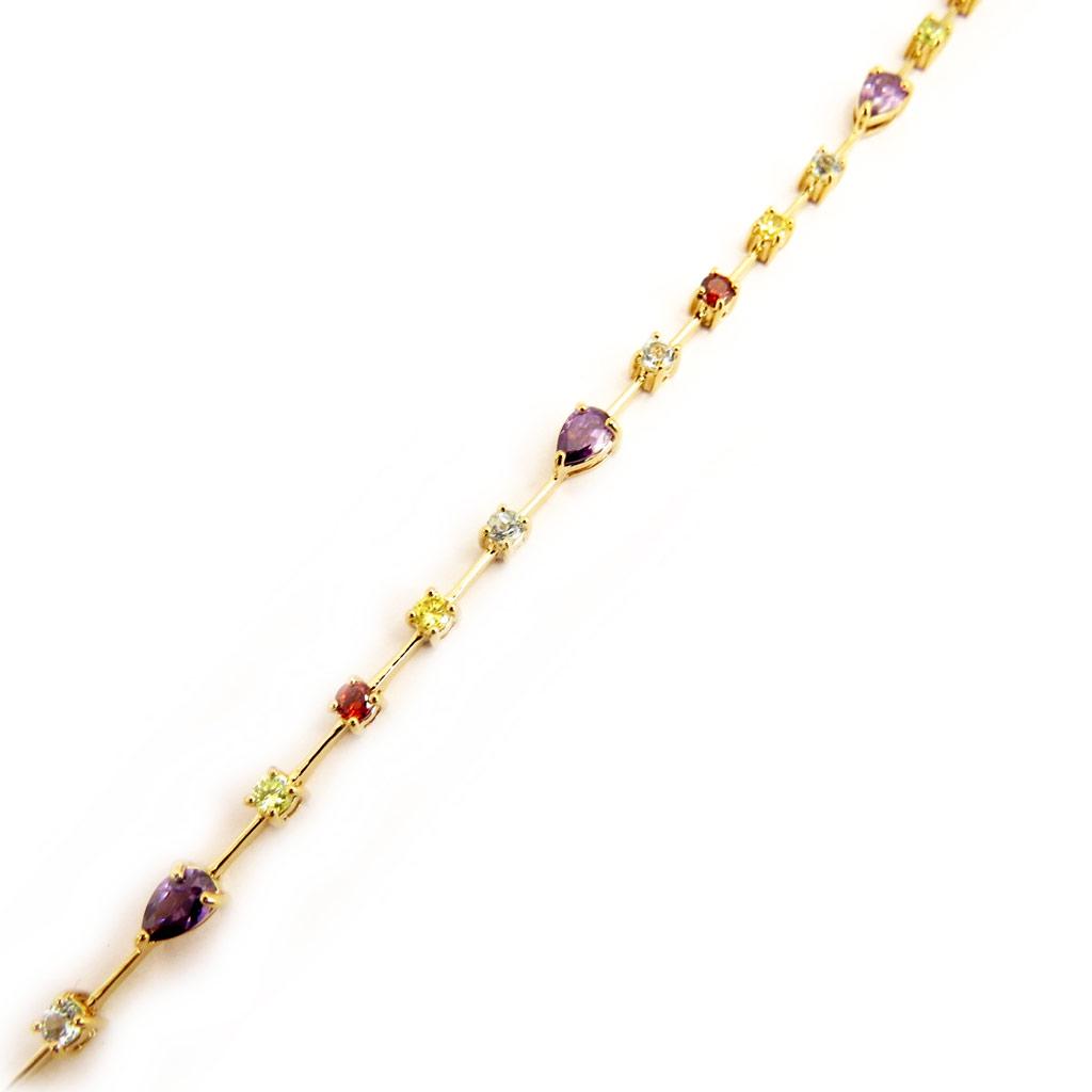 Les Trésors De Lily [D6817] - Tutti Frutti 'Mylene' Gold Plated Bracelet - 19 Cm