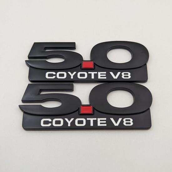 2x Black 5.0 COYOTE V8  Car Emblem 5.0L Side Bagde Metal Sticker Auto Decal