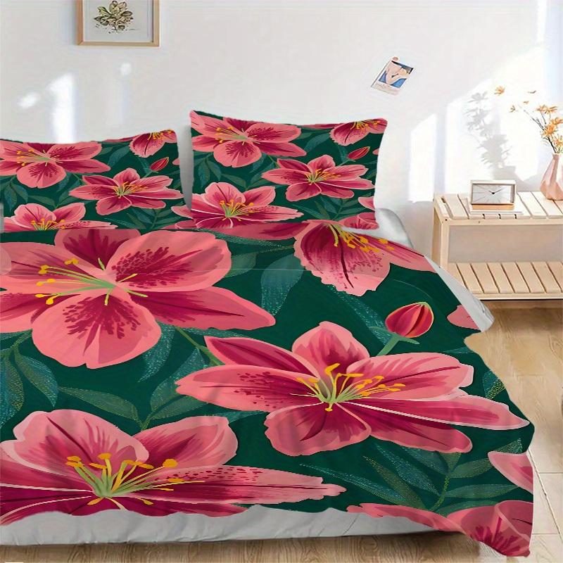 

3 шт. Комплект постельного белья с цветочным рисунком, Дышащий и мягкий, Подходит для всех сезонов, Можно стирать в машине, Подходит для декора спальни,yy250822193 135x200cm