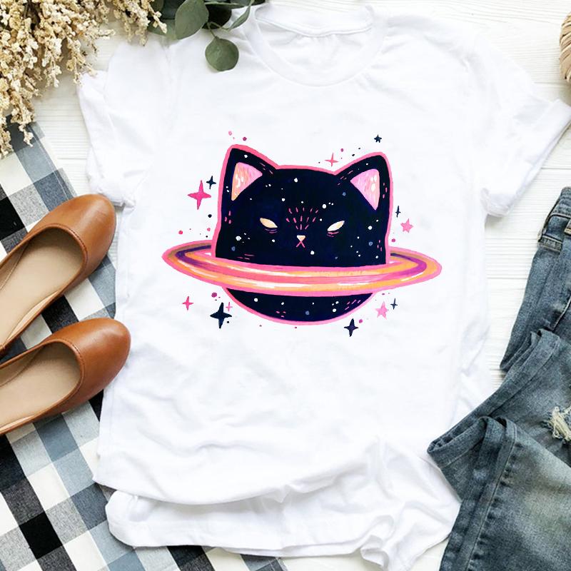 Women Lady Casual Cat Letter Funny 90S Style Cute Print Shirt T Tee For Womens Clothes
