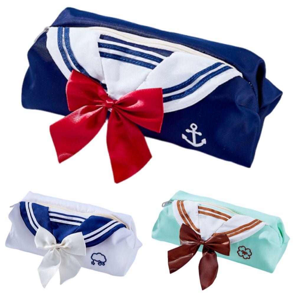 Bow Tie Design Pencil Storage Bag Sweet Zipper Stationery Pouch JK Pencil Case Back To School