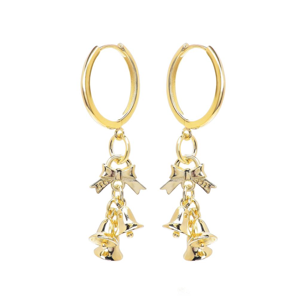 Christmas Hot Selling Women’s S925 Silver Wind Chime Earrings with 18K Gold Plated Ear Cuffs