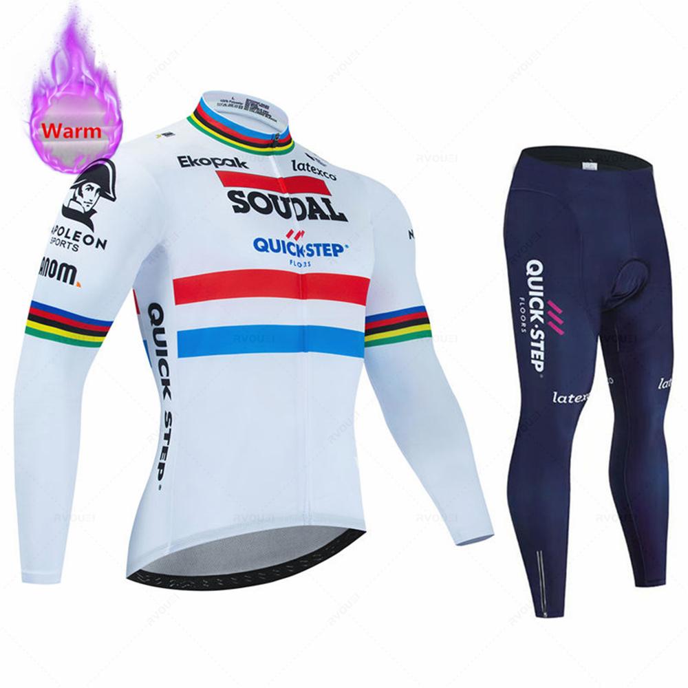 

Soudal Quick Step 2026 Winter Cycling Jersey Thermal Fleece Bicycle Clothing MTB Bicicleta Set Ropa Ciclismo Triathlon Bike Suit S