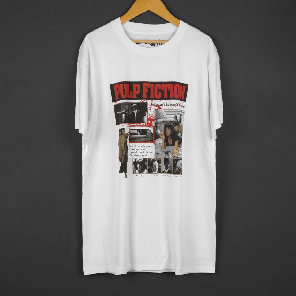 Pulp Fiction TShirt Movie Travolta Tarantino Uma ThurUnisex Reservoir Dogs Unisexs Women Short Sleeves Cotton White Tee Shirt