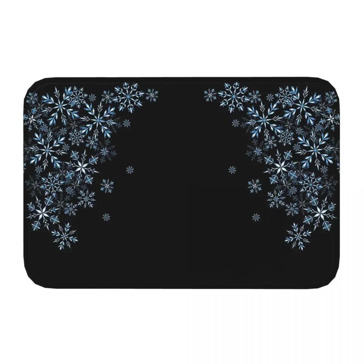 

Non-slip Rug Doormat Bath Mat Dark Frost Merry Christmas New Year Santa Claus Elk Snowflake Floor Carpet Home Decorative 40cmx60cm