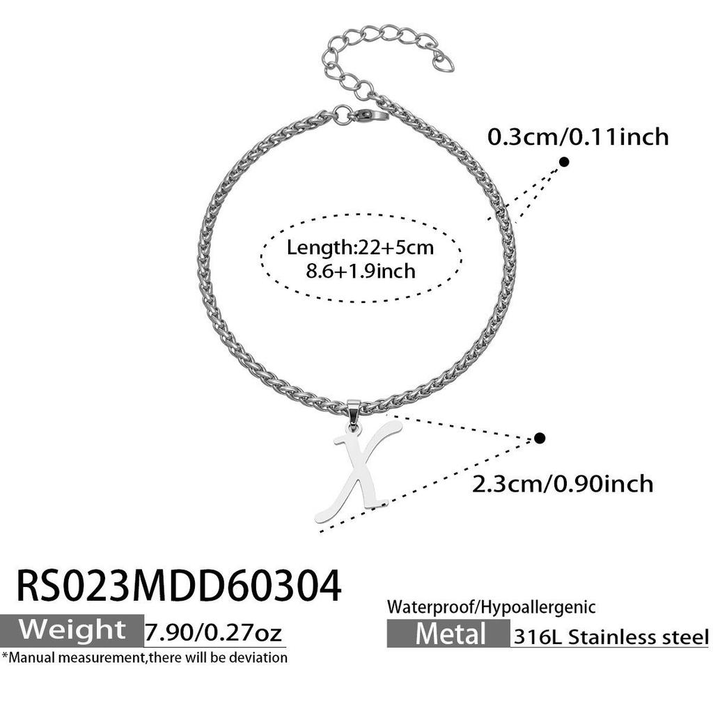 26-Letter Pendant Anklet: Stainless Steel Simple Design Foot Jewelry