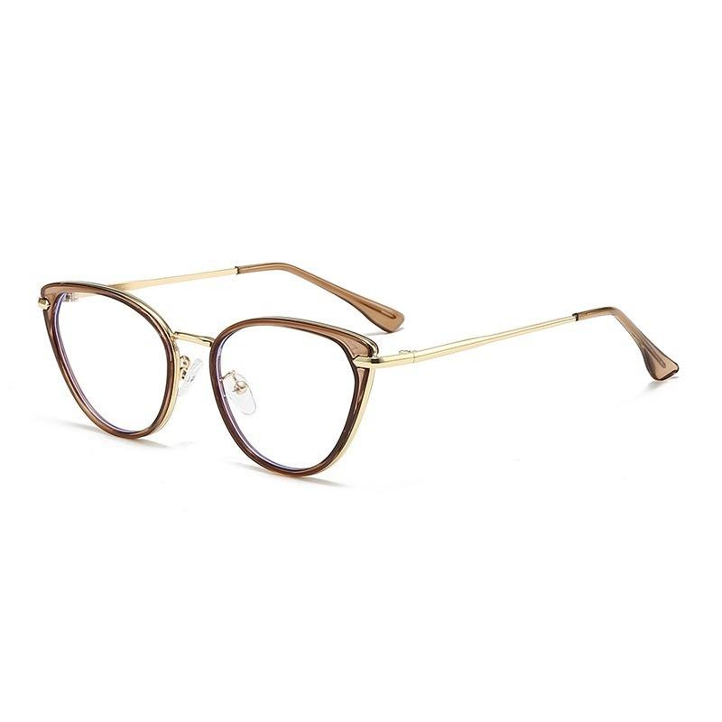 Ins Cat Eye Presbyopia Glasses Cold Tea Color HD Anti Blue Light Glasses Frame Advanced Plain Whitening Glasses