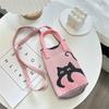 Huimei Women's Knit Smartphone Pouch, Shoulder Bag, Crossbody Phone Pouch, Vertical Knit Wallet Pochette, Cat Print Mini Bag, Cute, Lightweight
