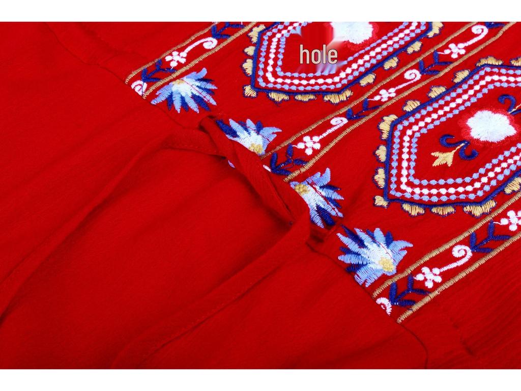 Ethnic Lijiang Dali Embroidered Long Vacation Dress for Women - Slimming Thailand Beach Style (F647)