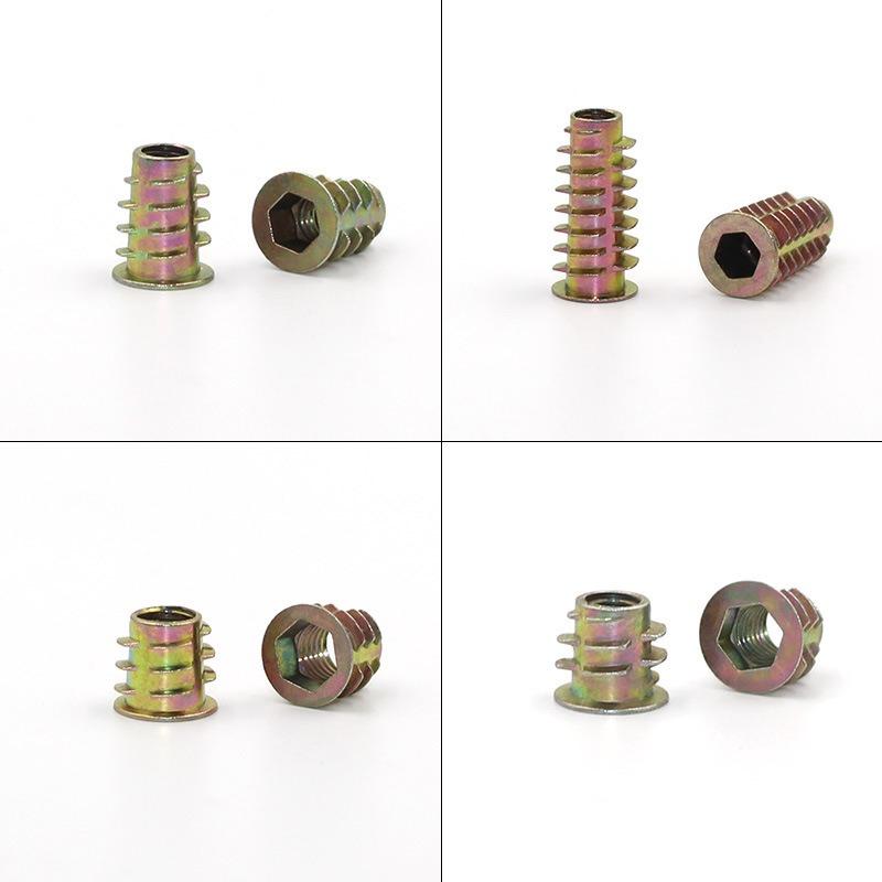 Zinc alloy trapezoidal nut, furniture nut, nut with washer, internal and external thread nut, solid wood pre-embedded nut