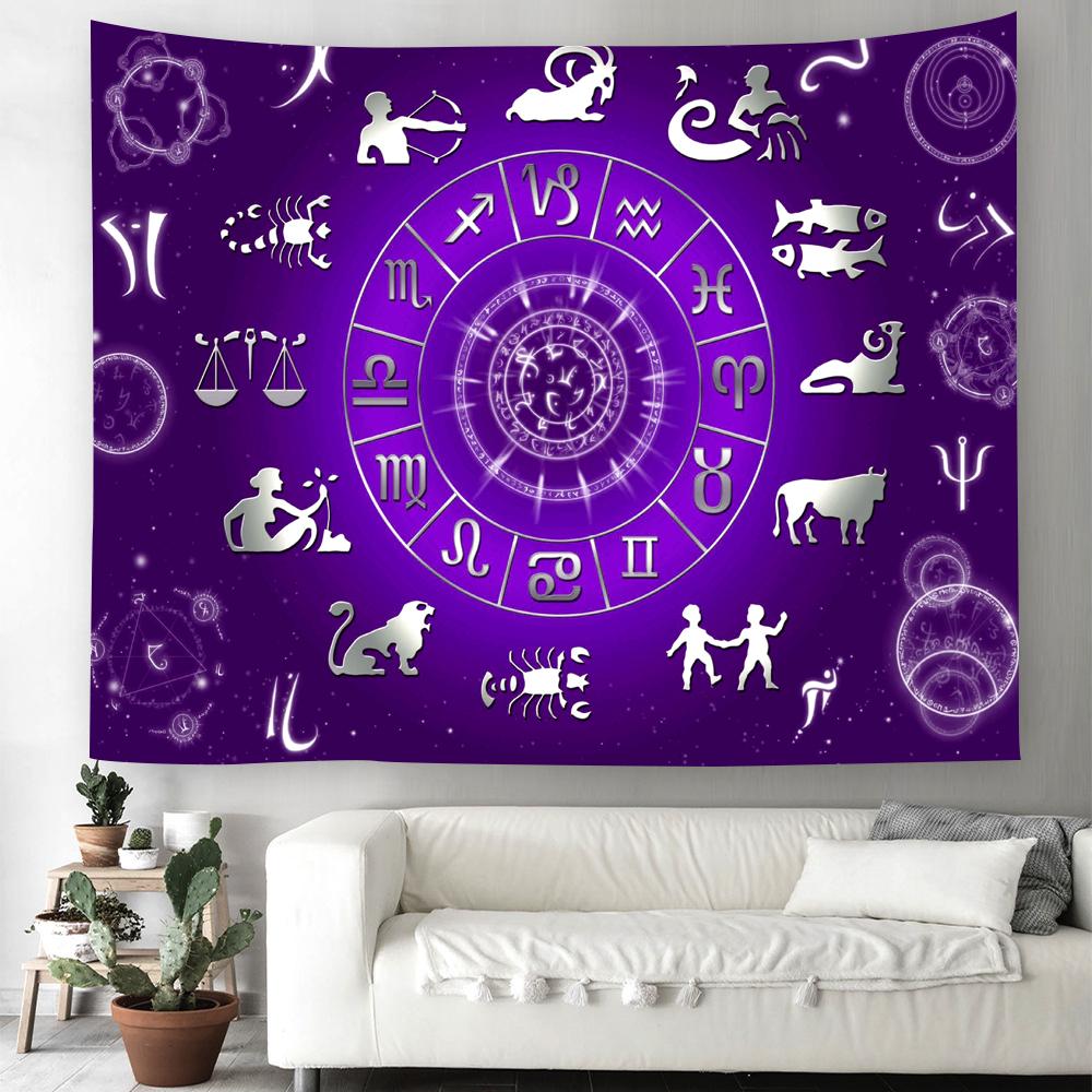 Zodiac Tarot Tapiserie Magic Array Tapiserie suspendată pe perete Decorare vrăjitorie mistică Decor hippie boem pentru dormitor