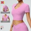 Cross-Border Slimming Nude Short-Sleeve Yoga & Sports T-Shirt