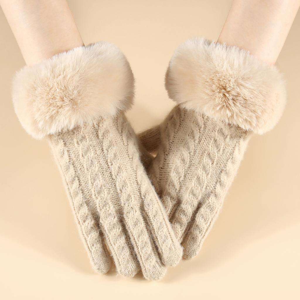 Winter Women Knit Gloves Minimalist Fashion Office Warm Gloves Windproof Riding Outdoor Gloves