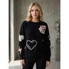 Women Loose Knit Long Sleeve Heart Jacquard Crew Neck Sweater