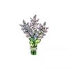 Exquisite Purple Lavender Brooch Women's Brooches Crystal Rhinestone Bouquet Pins Clothing Coat Jewelry Gift
